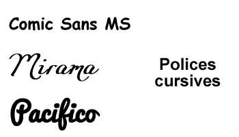 Les polices cursives imitent l'écriture humaine Police cursive