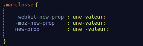 Exemple de code CSS avec une nouvelle propriété