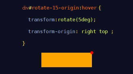 Exemple de code CSS de déplacement de l'origine de la transformation.