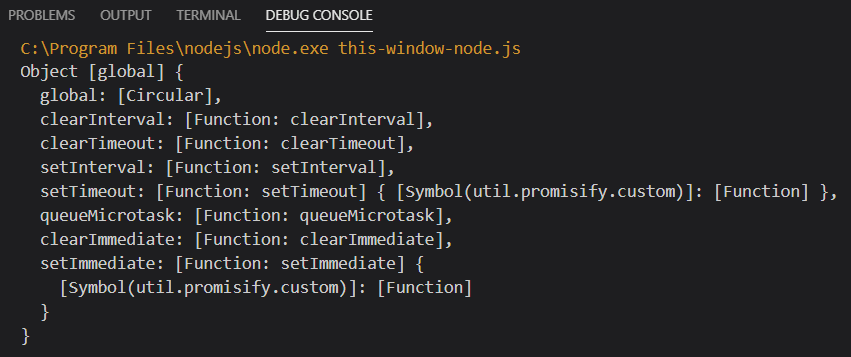 Exemple de valeur de this du côté de node