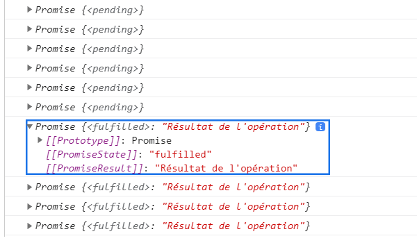 Promesse dans l'état fulfilled
