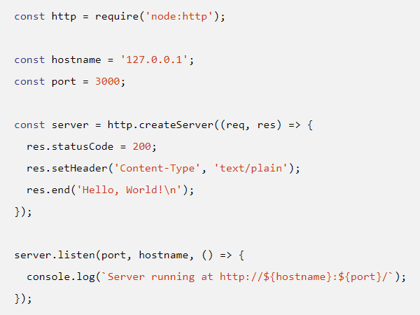 Code d'un serveur sous Node.js