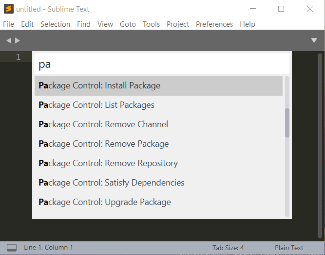 Commande Package Control:List Package