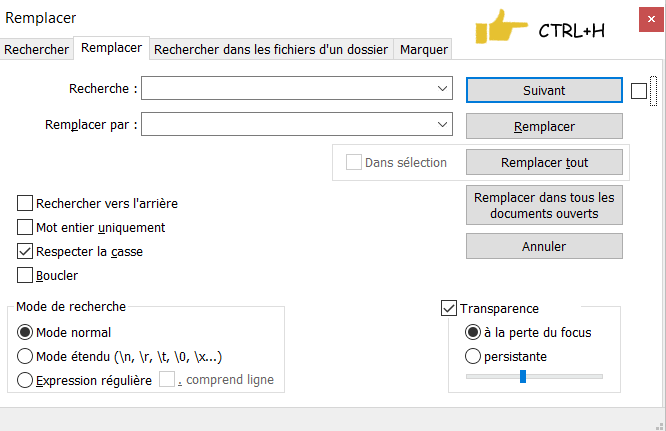 Découverte de l'onglet Remplacer