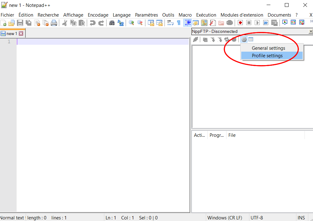 Ouvrir la fenêtre de dialogue du plugin