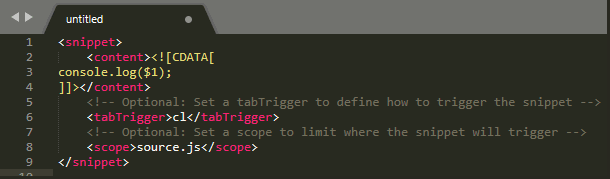 Code du snippet console.log()