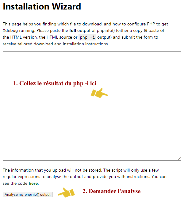 Analyse du phpinfo() avec l'assistant Xdebug 3