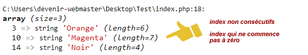Tableau PHP indexé de manière manuelle