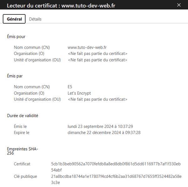 Exemple de certificat ssl