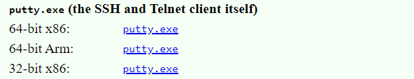 Téléchargement de PuTTY.